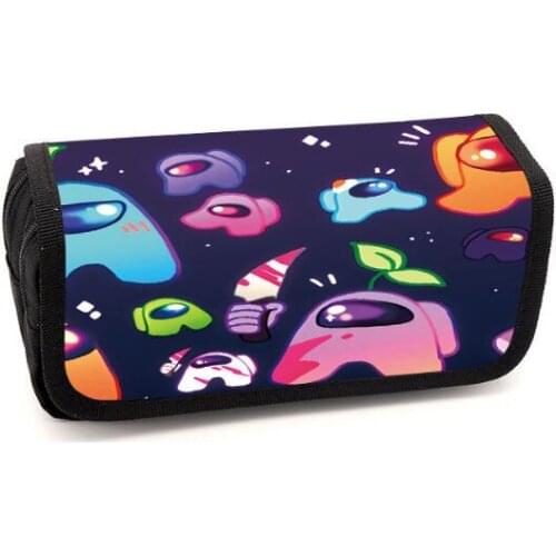 Children Pencil bag Cartoon Space Werewolf Kill Double-layer Pen Bag Student Pencil Case stationery storage box Kids gifts