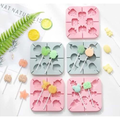 Handmade chocolate lollipop mold silicone children cartoon diy soft candy mould