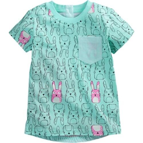 Cotton Printed Short Sleeve Baby Girls T shirt Summer Brand Round Neck Childrens Clothes Kids Tops Tee 18mths-6 years