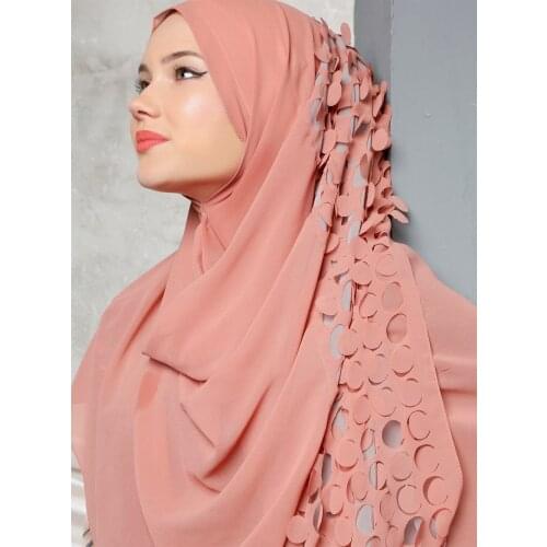 Hijab Turban Shawl Scarf Laser Cut Crepe Chiffon Muslim Clothing For Women Abaya عمامة Islamic Fashion Stylish وشاح