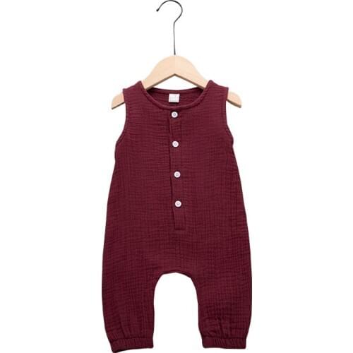 Cotton Soft Baby Rompers Unisex Solid O-Neck Baby Clothes Sleeveless Toddler Girl Romper Summer Newborn Clothes 0-12Months 30