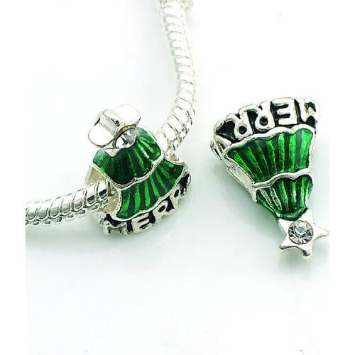 JINGLANG Free Shipping Brand New Fashion Plated Silver Big Hole Metal Rhinestone Tower Beads DIY Bracelets Accessories Jewelry