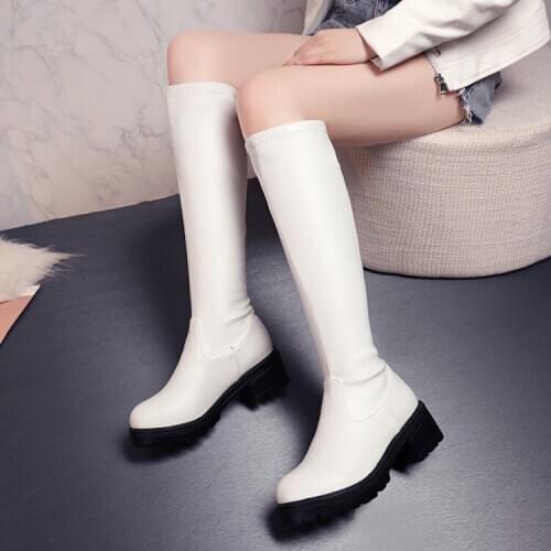 Leather boots womens boots new autumn and winter but knee boots thick with knight boots high boots were thin medium boots