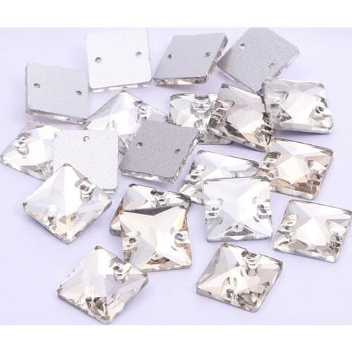Polaris 5 Sizes Crystal Glass Square Silver Bottom Sew On Rhinestones Handicraft For Rhinestones Decoration/Garment Accessory