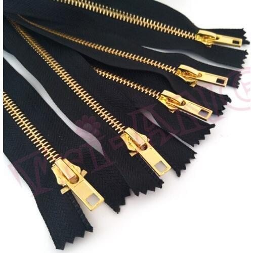 10pcs/lot, 20cm & 60cm Length Close-end 5# Gold Color Teeth Brass Metal Zipper