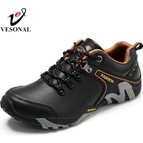 VESONAL 2018 Walking Sneakers Male Shoes For Men Fashion Casual Split Leather Spring Autumn Wear Resisting High Quality Footwear