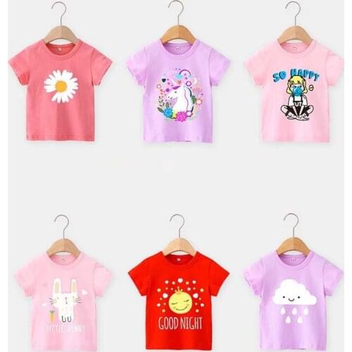 2021 New Summer Children T-Shirt Korean Cotton Childrens Clothing Baby Girl Top Cartoon Short Sleeve Girls T Shirt Kids Clothes