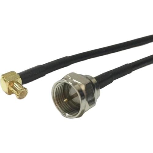 New F Male Plug To MCX Mlale Plug Right Angle Connector RG174 Cable Pigtail 20CM 8" Adapter