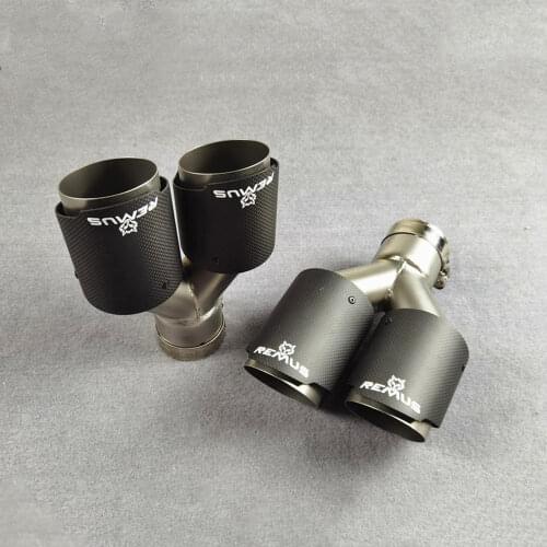 One Pair Rear Diffuser Muffler Tip Stainless Steel Tailpipe Car Universal Accessories Y Model Carbon Fiber REMUS Exhaust Pipe
