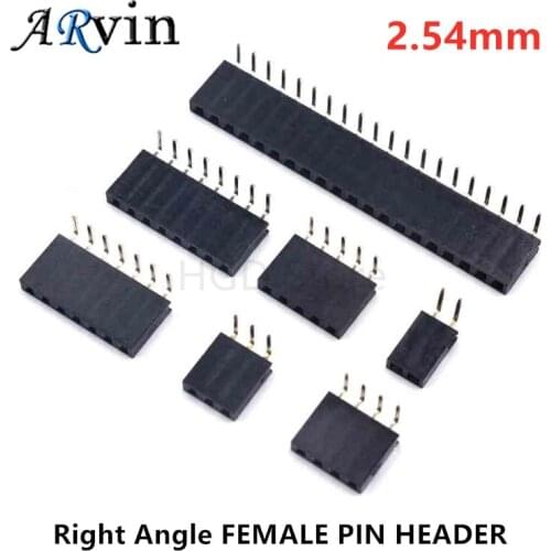 10pcs 1X/2/3/4/5/6/8/10/40 PIN Single Row Right Angle FEMALE PIN HEADER 2.54MM PITCH Strip Connector Socket 3p/4p/6p/8p/20p/40p