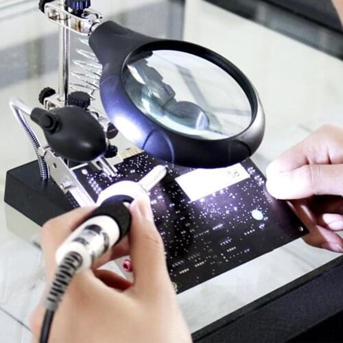360 Rotary LED Magnifying Glass Welding Soldering Iron Stand Len Magnifier Tool Multifunction Optical Instruments