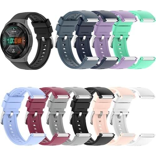 Steel Buckle Silicone Watch Band Wristwatch Band Strap Bracelet Belt for Huawei Watch GT 2e Smartwatch Unisex