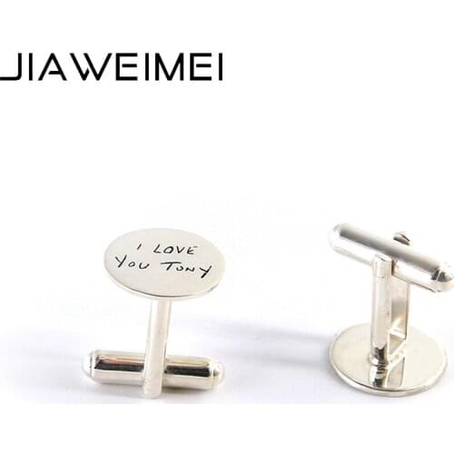 Custom Engraved Logo Men Shirt Cufflinks 925 Sterling Silver Women Cuff Links Personalized Initial Name Letter Valentines Gifts