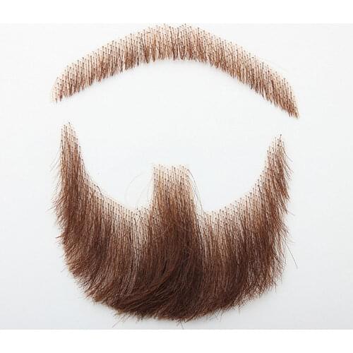 Silky Strands Fake Beard Hand Made 100% Real Hair Swiss Lace Comfortable Invisible Mustache For Men Cosplay Man Decoration
