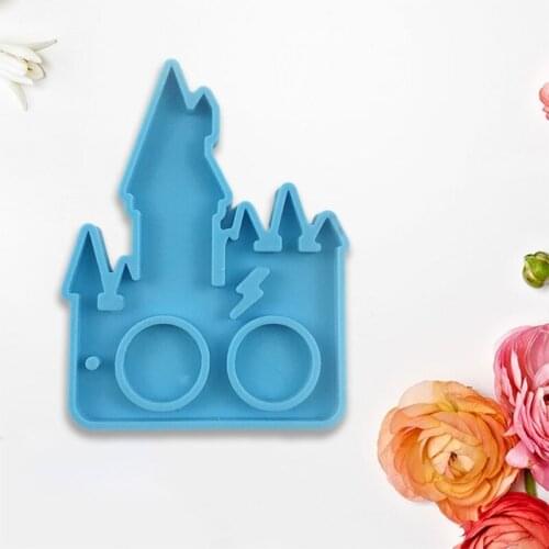 Keychain Silicone Mold with Holes Keychains for DIY Castle Defense Topper Decoration Mold for Diy Unique Gift T5UF