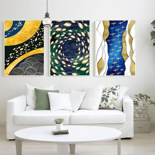 Nordic Golden Fish Canvas Painting Posters and Print Wall Art Pictures for Living Room Home Decoration Unframe