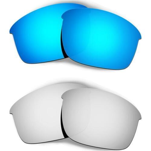 HKUCO For Bottle Rocket Sunglasses Replacement Polarized Lenses 2 Pairs - Blue & Silver