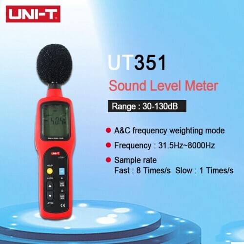 UNI-T UT351 Sound Level Meter digital noise meter 30~130dB noise table fast/slow alarm analog bar A&C frequency weighting mode