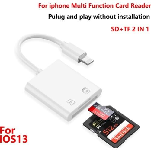 IXUR C57 For iPhone Multi Card Reader of Lightning For SD TF Memory Card Readers Support IOS13 For iPhone 6/7/8/X/XR/11