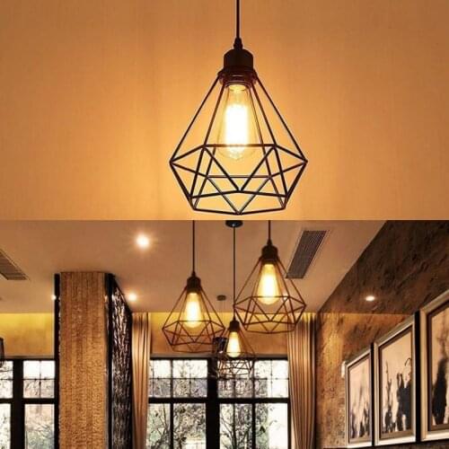 Vintage Metal Lampshade Diamond Birdcage Chandelier Lampshade for Dining Room Bedroom Cafe Living Room