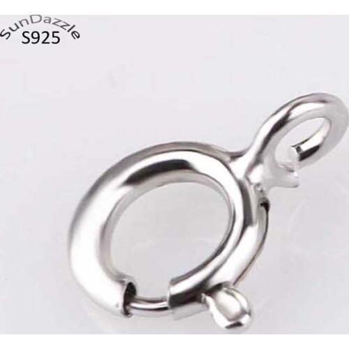 10-3pcs Real Pure Solid 925 Sterling Silver Spring Clasp Buckle With Open Ring Connector 5~10mm Rings Jewelry Making Findings