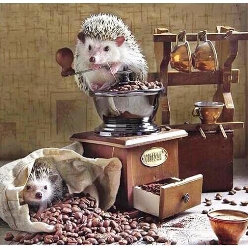 Animal Hedgehog food 5D diy Needlework embroidery pattern wedding room decor resin mosaic diamond painting 3d cross stitch kits