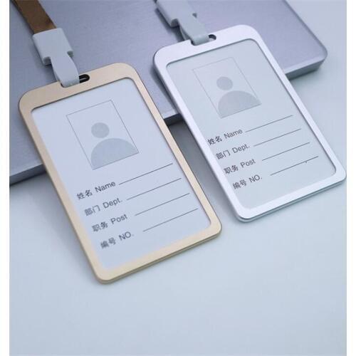 1PC Aluminum Alloy Work Name Card Holders Business Work Card ID Badge Lanyard Holder Hot Vertical Metal ID Business Case