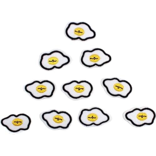 10pcs Cartoon Fried Egg Patches Cute Small Stickers DIY Jeans Bags Shoes Pants Sweaters Hats Decoration Iron On Badge Appliques