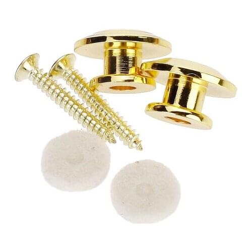 2 Solid Quality Replacement Buttons For Guitar Mandolin Strap Lock Golden Screws