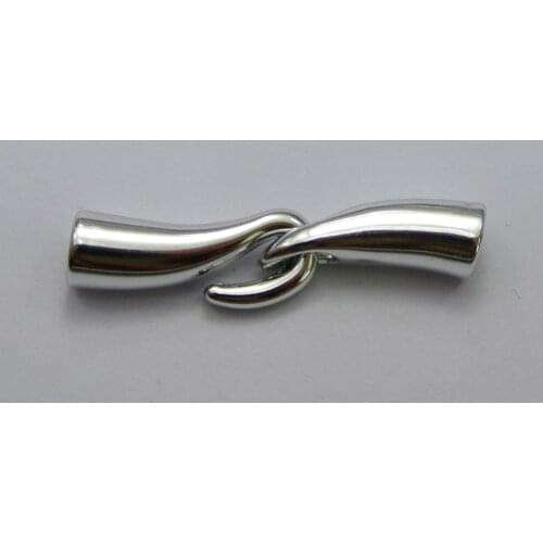 20 Sets Silver Tone Metallic Acrylic Hook & Eye Clasp Glue in End Caps Fit 5mm-6mm Cords
