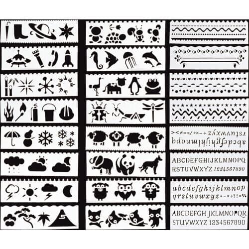 24PCS Drawing Template Multi-function Hollow Geometric Ruler For Pen Student Building Design Drawing Template Building Formwork