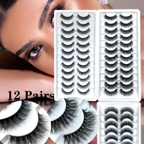 5/20pair 100% Handmade long 25mm lashes 3D Mink Eyelashes Natural Makeup False Lashes 5D Volume Wispies Fluffy Eyelashes Extens