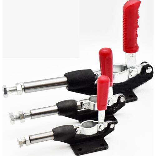 32/42/60mm Plunger Stroke Metal Push Pull Toggle Clamp 227/386/680Kg Plastic Cover Handle Ductile Iron Base Push Pull Clamp