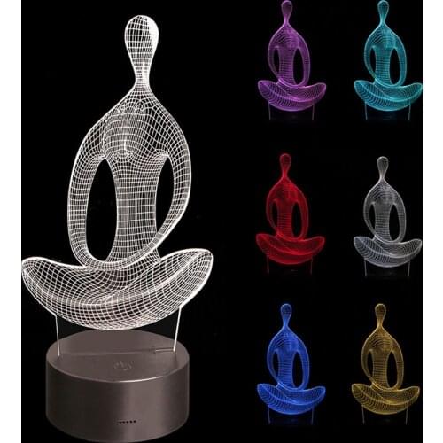 3D illusion Yoga Meditation Night Light 7 Color Change LED Desk Table Lamp Toys New 2020