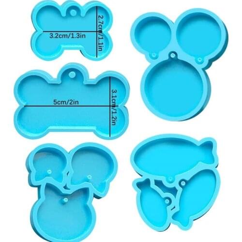 5PCS DIY Dog Bone Keychain Silicone Mold for DIY crystal Epoxy Pet Tag Resin Mold Household Making Tools for resin