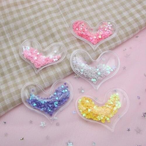 10PCS PVC Heart Transparent Ball Padded Appliques For Clothes DIY Baby Hair Clip Headwear Decor Ornament Accessories