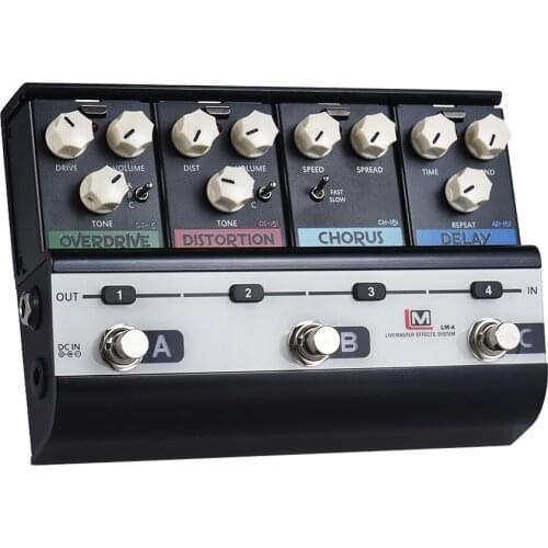 BIYANG LiveMaster SeriesLM-4 Mainframe Unit Set with 4 Guitar Effect Pedals OD-151 Overdrive DS-151 Distortion