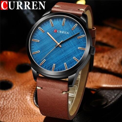 CURREN Sport Classic Men Watch Top Luxury Brand Blue Military Male Clock Genuine Leather Sport Quartz Man Wristwatch Gift 8386