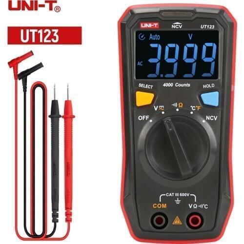 UNI-T UT123 Digital High Precision Multimeter Mini Colorful Screen Display AC DC Voltage Resistor Temperature NCV Meter Tester C