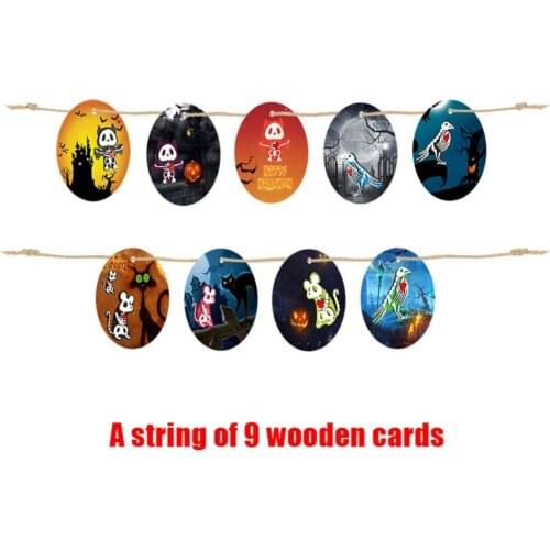 Halloween Wooden Ornaments Cute Demon Pendants Hanging Card Party Decoration And Front Door Wooden Sign Plates Hanging Decor
