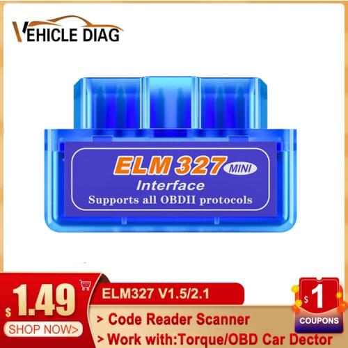 ELM327 OBD2 Scanner ELM327 Bluetooth-compatible V1.5/2.1 Single PCB Code Reader Diagnostic Tool Automotivo for Android Windows