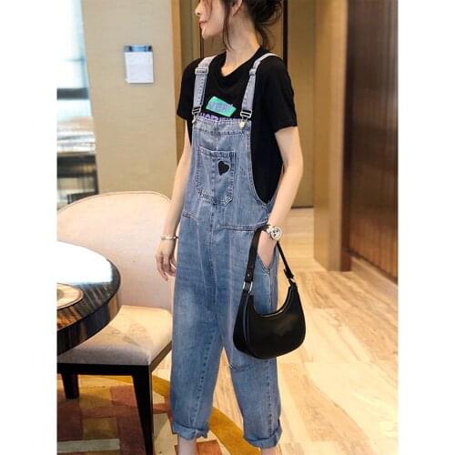 Denim Overalls Womens Summer Thin Section Korean Loose Suspenders One-piece Pants Spring and Autumn 2021 New Style Women Jeans