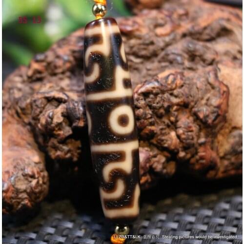 Energy Tibetan Top Old Agate Ivory Color 3 Eye Lianshifaqi dZi Bead Totem 5A LZK