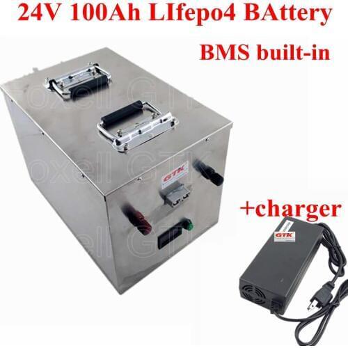 Proud GTK 24v 25.6v 100AH LiFePO4 Cell 8s long cycle 100A BMS Battery Pack for 2400w 2500w 3kw Motor Boat RV Solar wind Energy