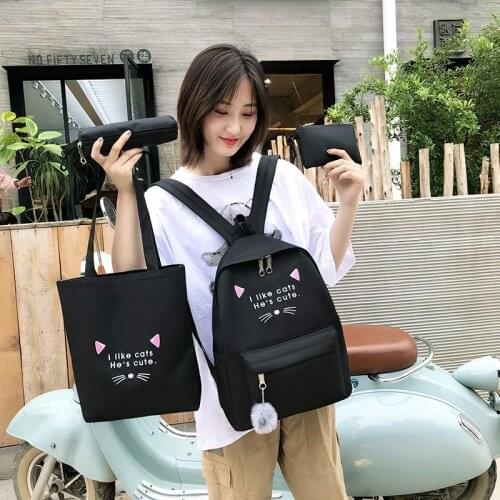 4 pcs/set canvas Schoolbags For Teenage Girls Female Children Shoulder Bags New Trend Female Backpack Fashion Women Backpack