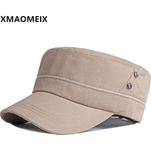 XMAOMEIX Men Flat Cap Navy Hat Adjustable Size Mens Cotton Military Hat Black Cap Snapback Cap Simple Casual Fashion Sports Cap