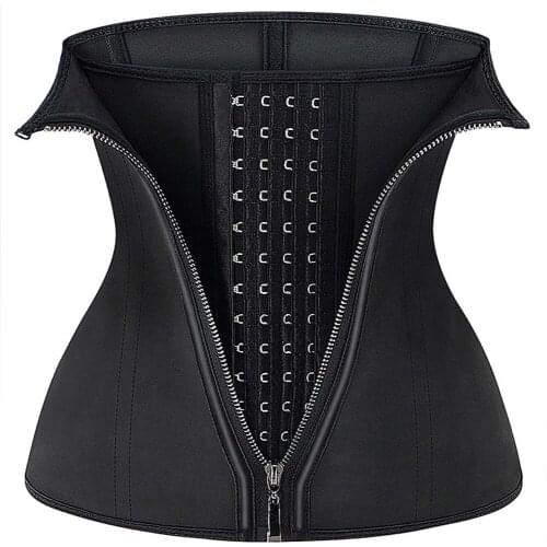 Womens Latex Waist Trainer Corset Steel Boned Corset Underbust Sport Cincher Workout Body Shaper Hook and Zip up Shapewear
