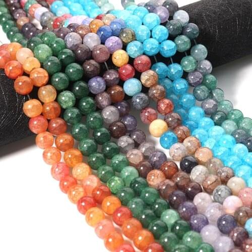 38cm Round Natural Stone 8mm Two-Color Glass Bead Rock Loose Spacer Beads Lot For Bracelet Jewelry Making Findings DIY Crafts