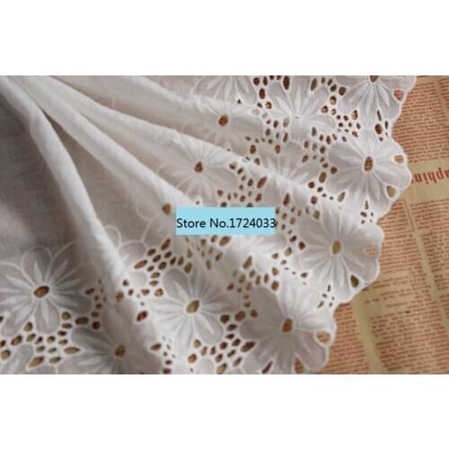 1yards/pack 40cm 15.7inch off white Cotton Lace Cloth Lace Trimming Flower Embroidered Lace Cotton Hollow out Fabric Z273