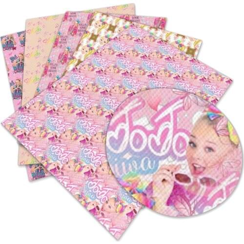 Cute Lovely Girl Character Printed faux Artificial Synthetic Leather 30 cm x 136 cm